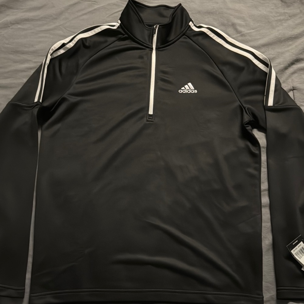 BRAND NEW Adidas Black Men's quarter-zip Golf Long sleeve
